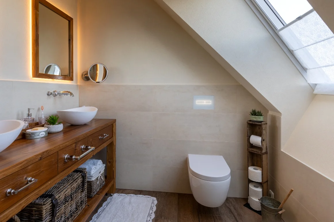 Modernes Badezimmer mit Doppelwaschbecken